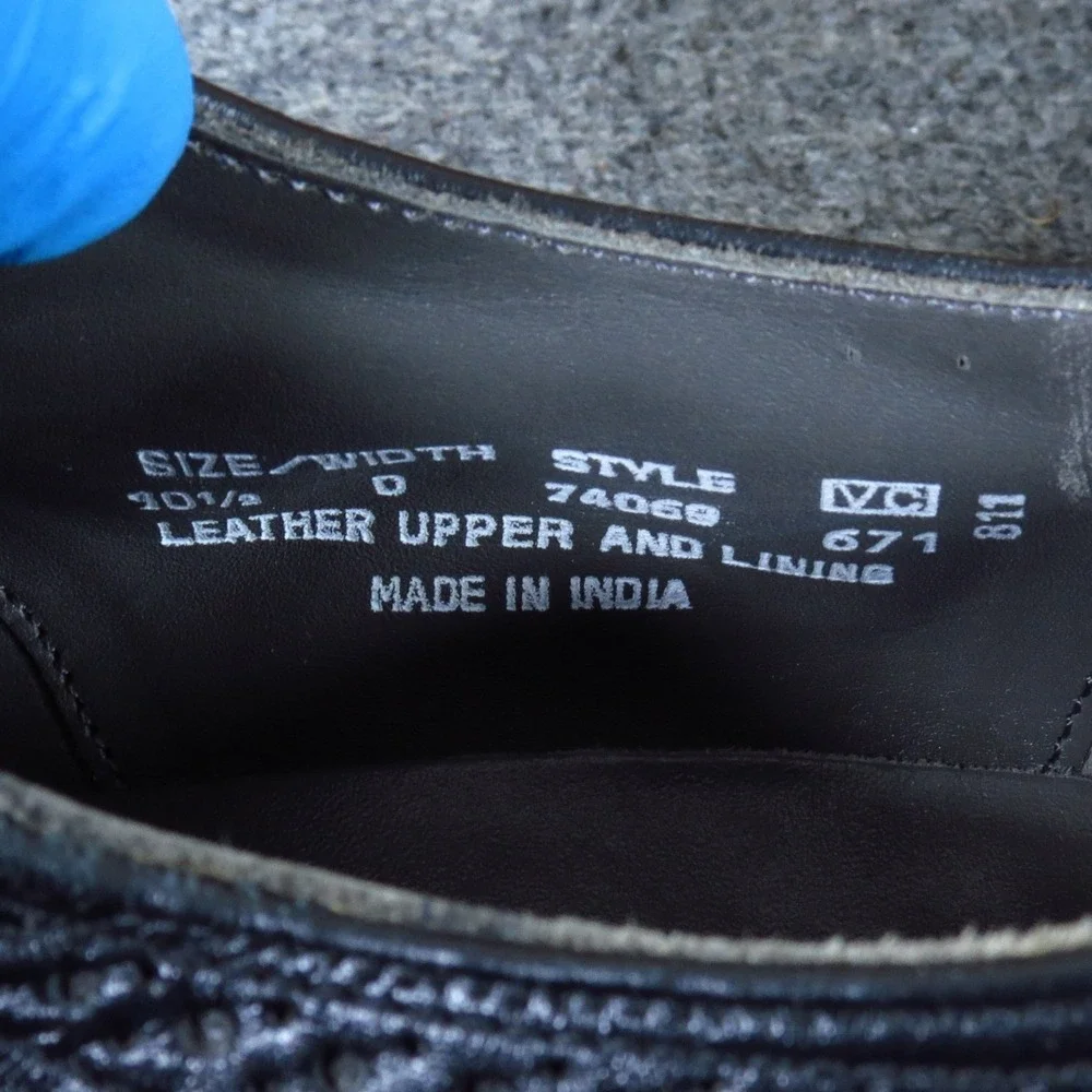 Oakton 74069 Mens Wingtip Oxford Dress Shoes Size 10.5 D Formal Business Black